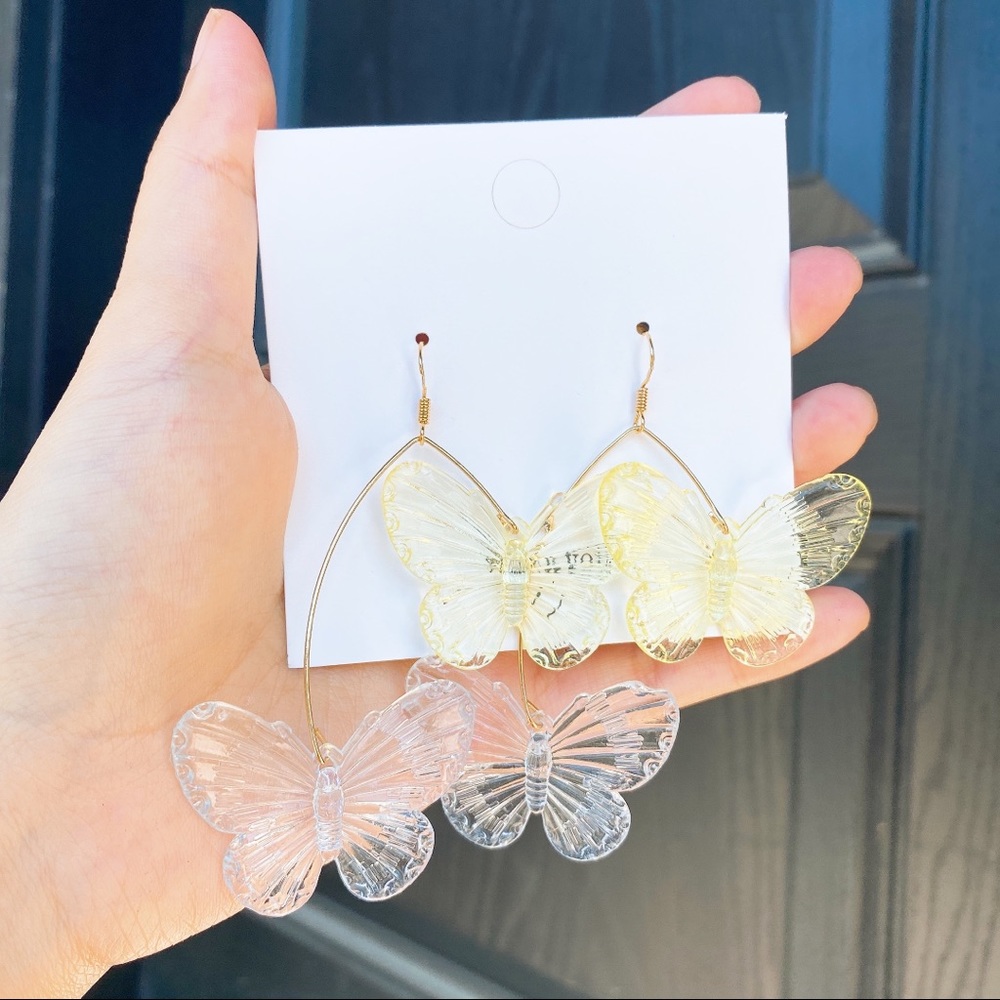 Handmade transparent butterfly earrings
